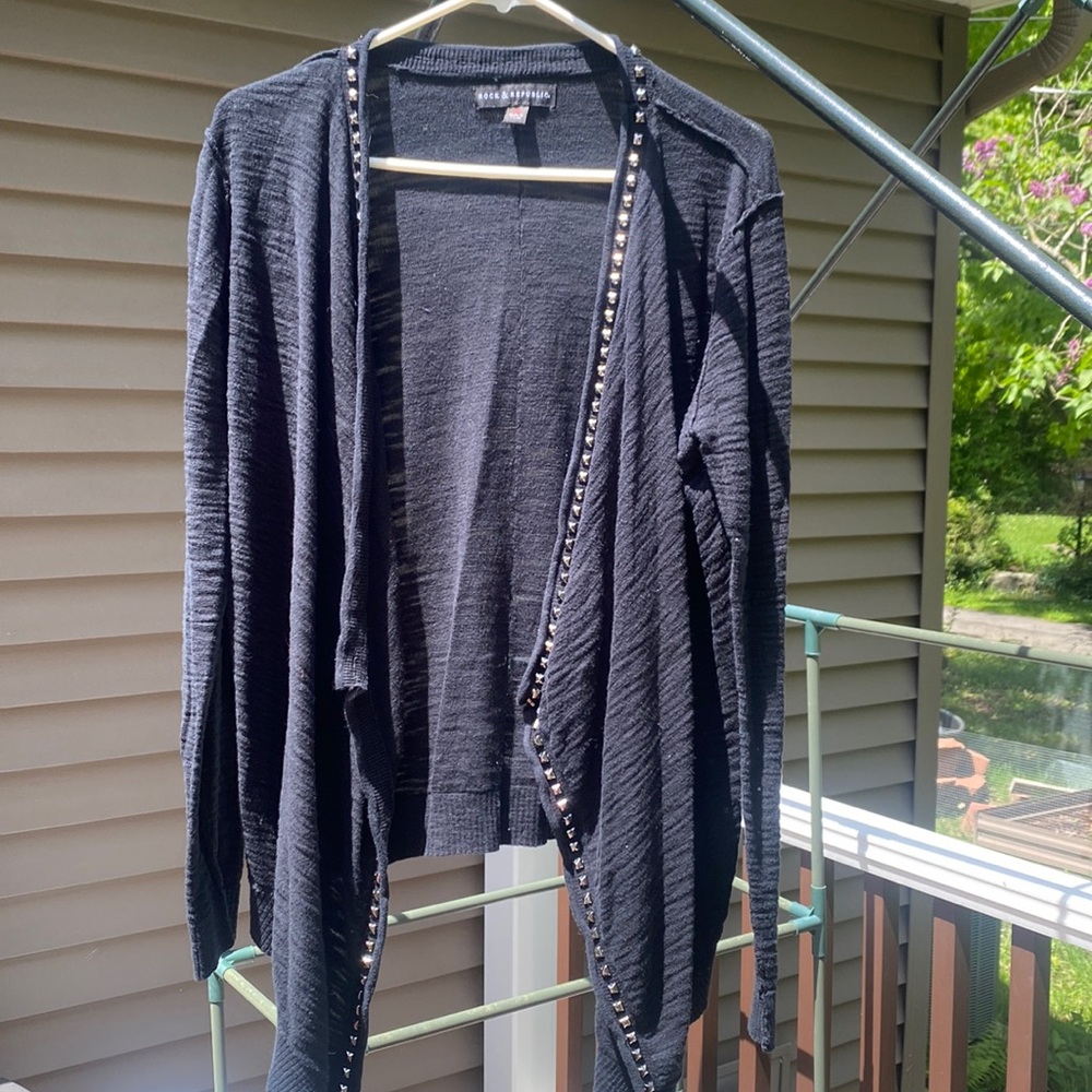 Black Rock & Republic flyaway cardigan with studded detailing M EUC